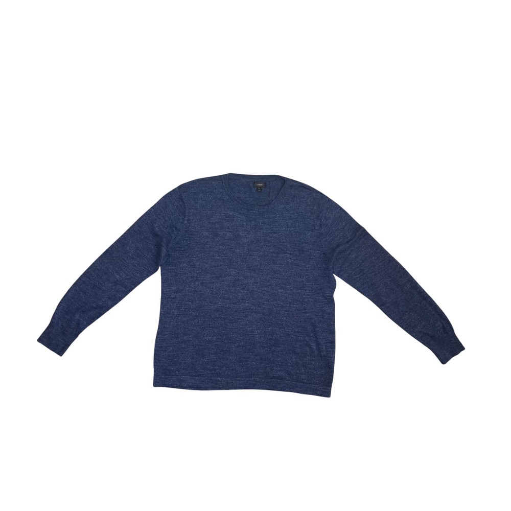 J.Crew Mens Navy Blue‎ Marl 100% Cotton Crewneck Sweater Large Lightweight